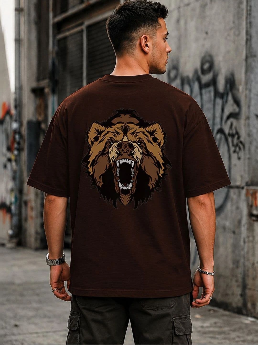 PANDA POPS Men Printed Drop-Shoulder Sleeves T-shirt thumbnail 4