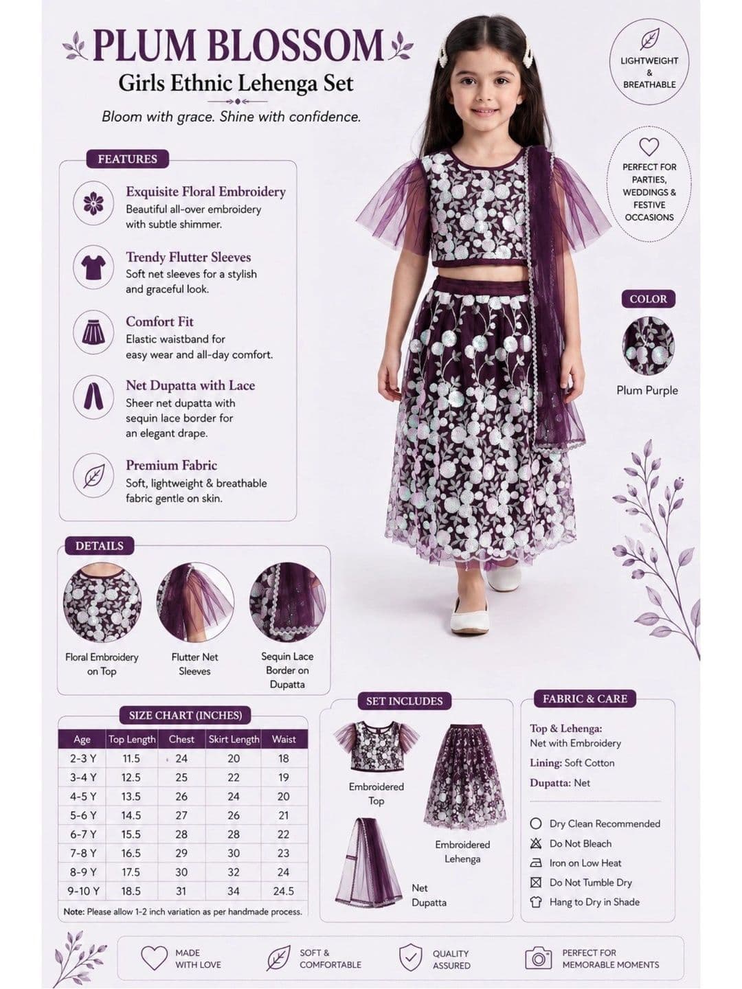 Bella Moda Girls Embroidered Sequinned Ready to Wear Lehenga & Blouse With Dupatta thumbnail 3