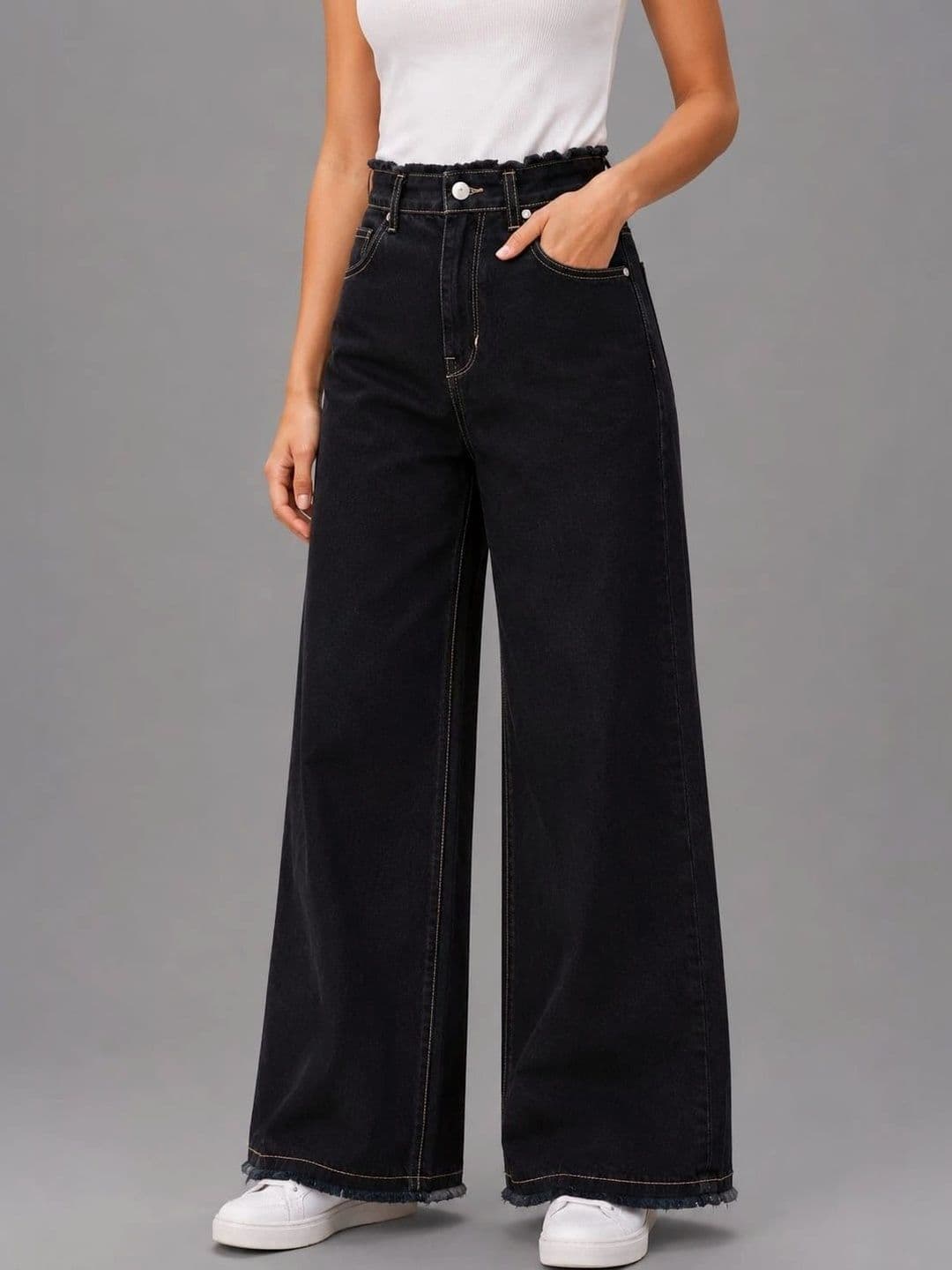 Mast & Harbour Women Comfort Wide Leg High-Rise Cuffed Hem Jeans - view 1