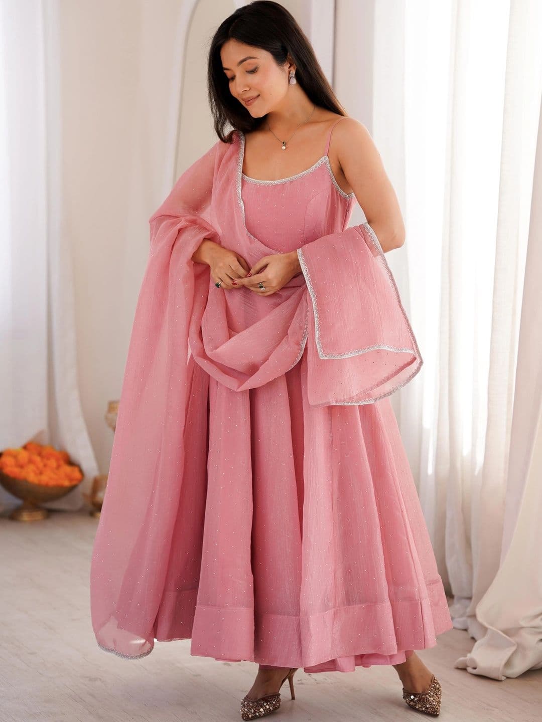 HERE&NOW Women Empire Kurta with Trousers & With Dupatta thumbnail 6
