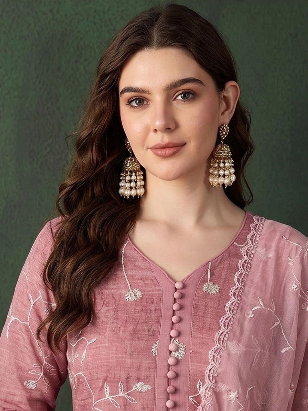 Sangria Women Floral Embroidered Regular Thread Work Kurta with Trousers & With Dupatta thumbnail 2