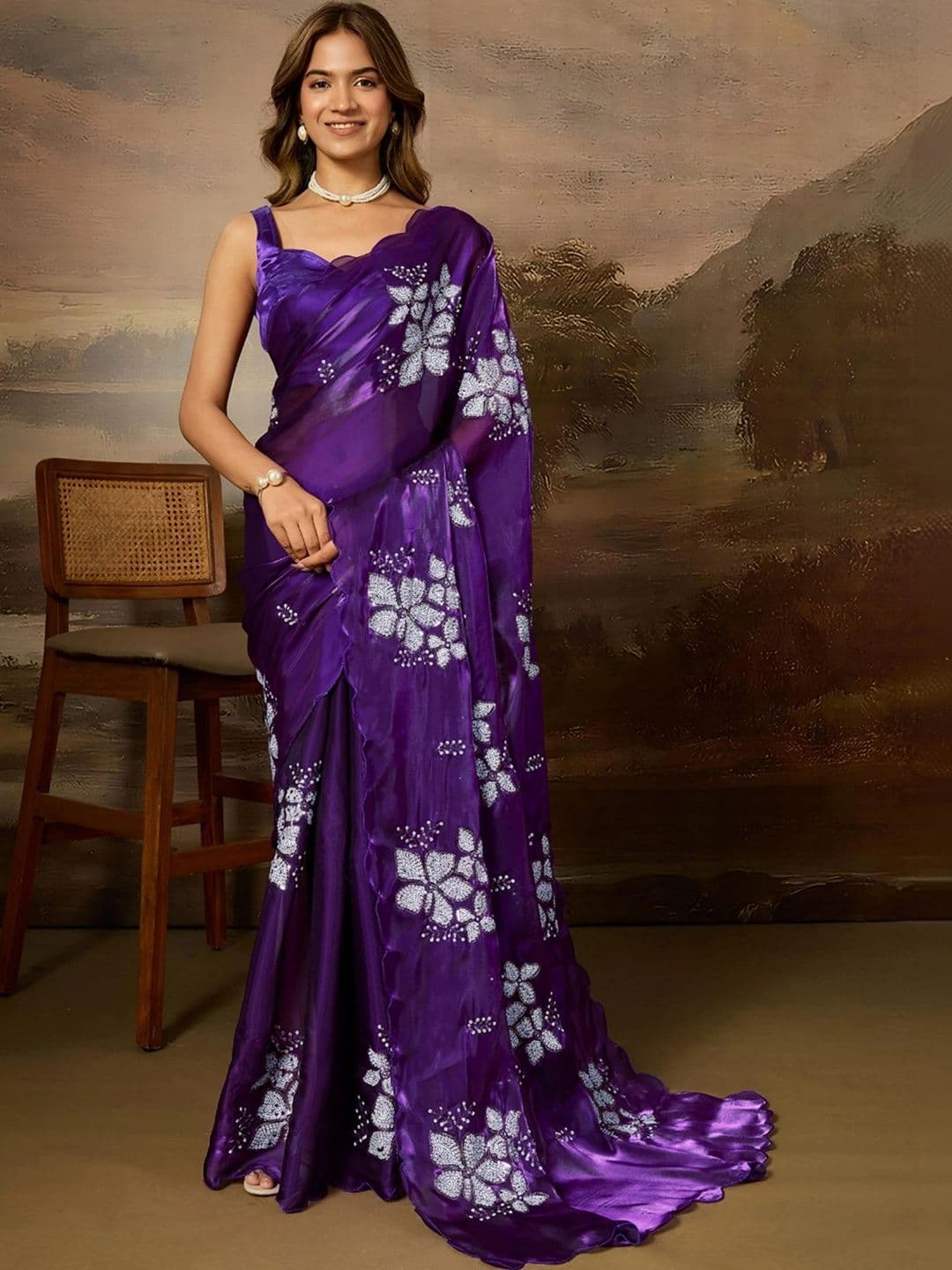 SZN Embellished Embroidered Art Silk Designer Saree - view 1