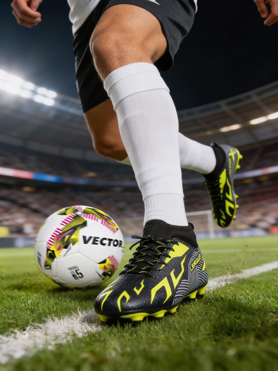 VECTOR X League Synthetic Leather Upper TPU Sole Soccer Studs with Ankle Football Shoes thumbnail 2