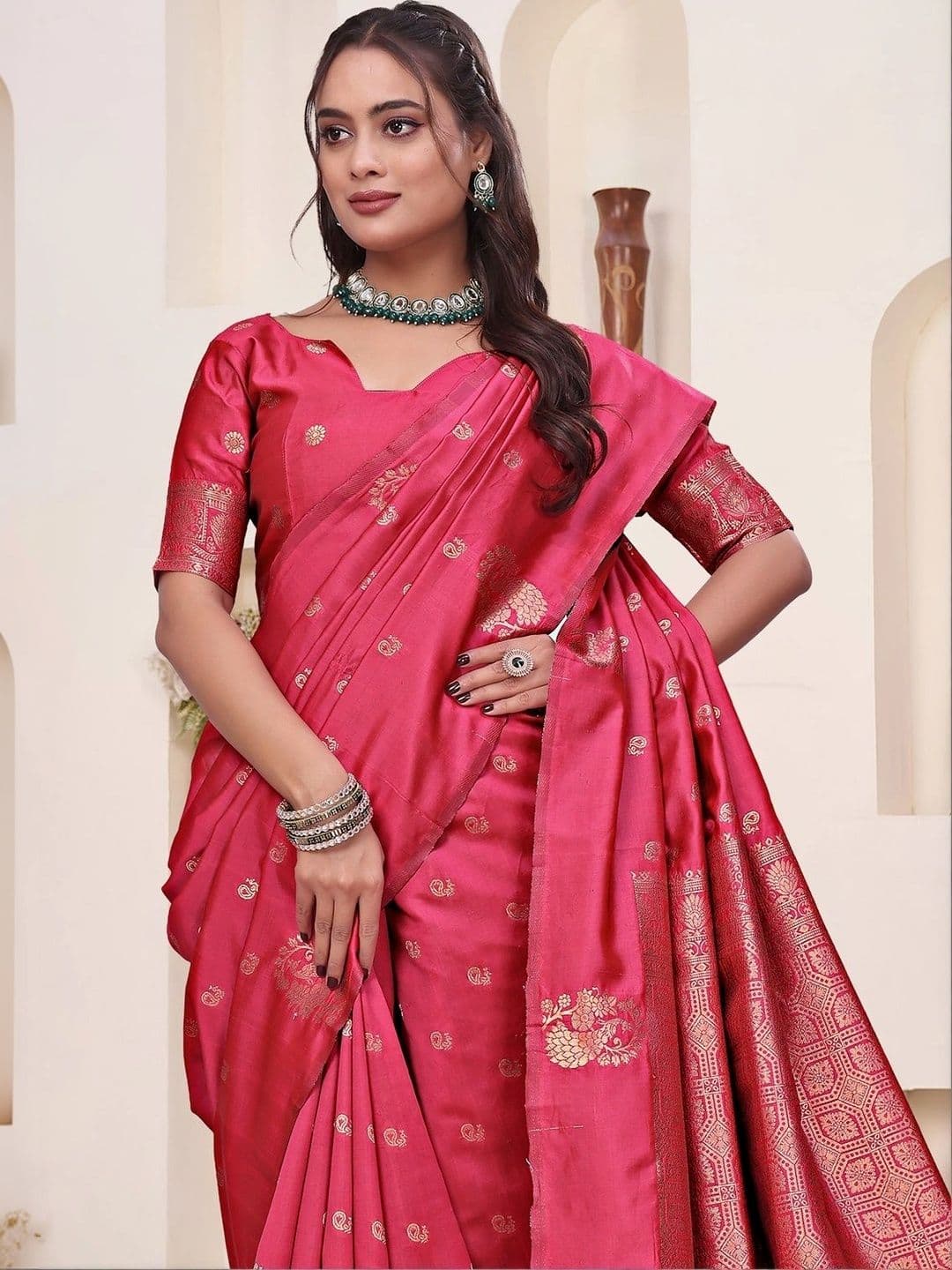 KALINI Woven Design Zari Silk Blend Saree thumbnail 7