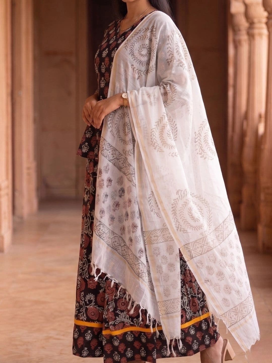 Avishya Printed Block Print Ready to Wear Lehenga & Blouse With Dupatta thumbnail 5