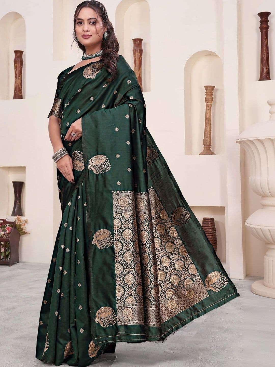 KALINI Woven Design Zari Silk Blend Saree thumbnail 2