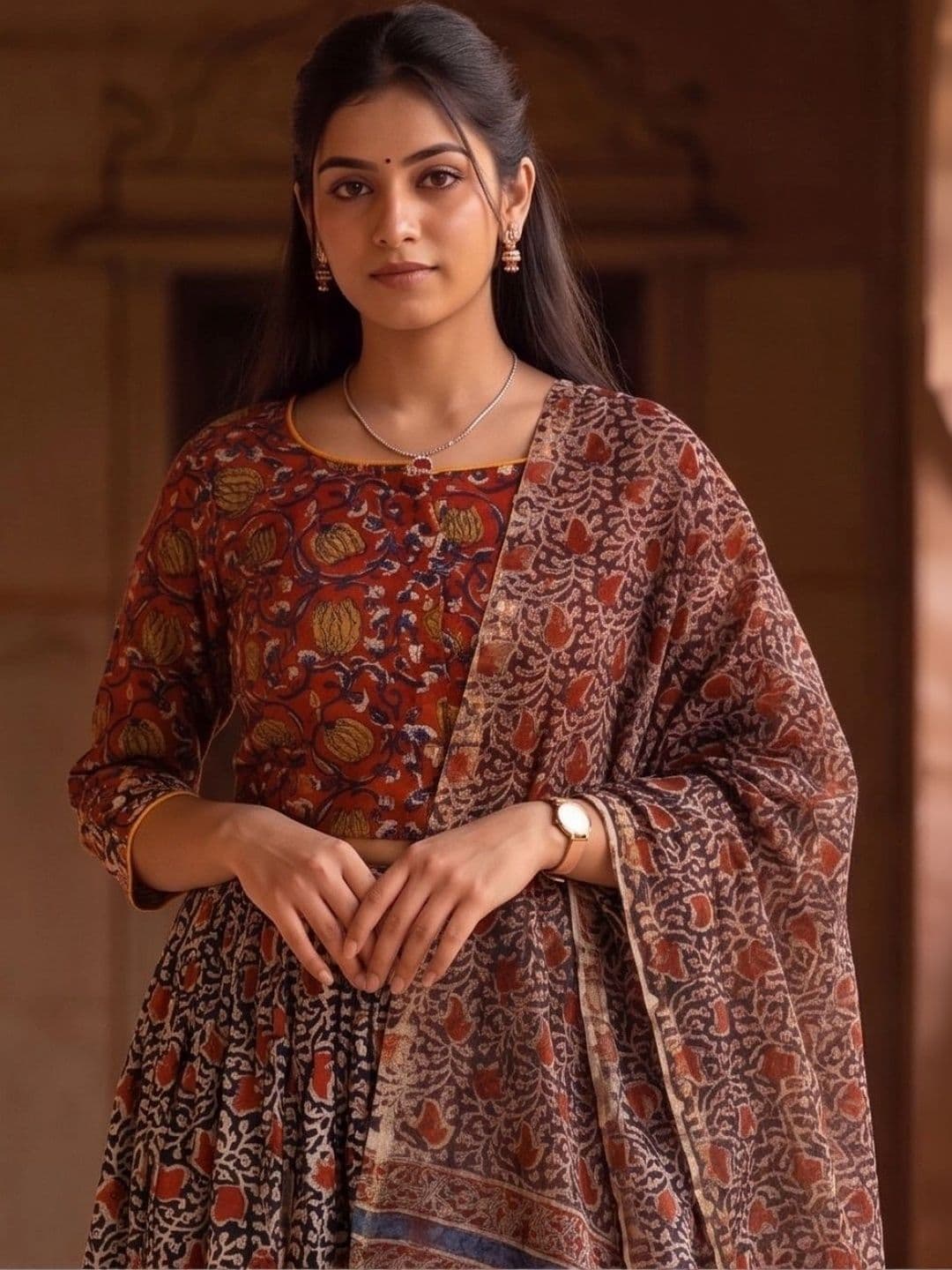 Avishya Printed Block Print Ready to Wear Lehenga & Blouse With Dupatta thumbnail 5