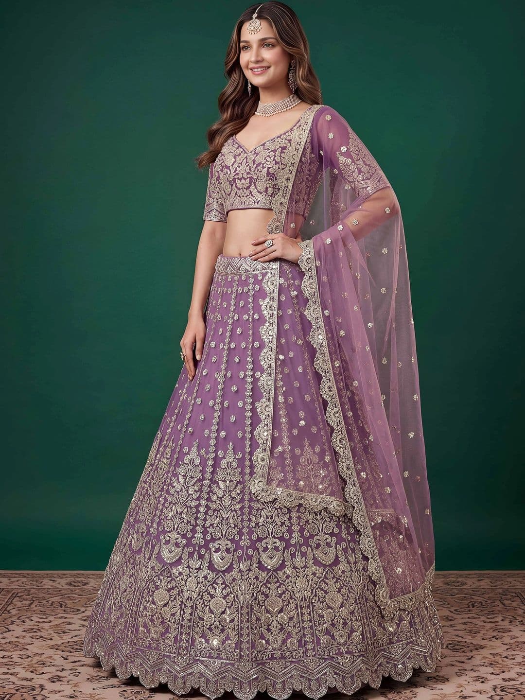 Zeel Clothing Embroidered Semi-Stitched Lehenga & Unstitched Blouse With Dupatta thumbnail 3