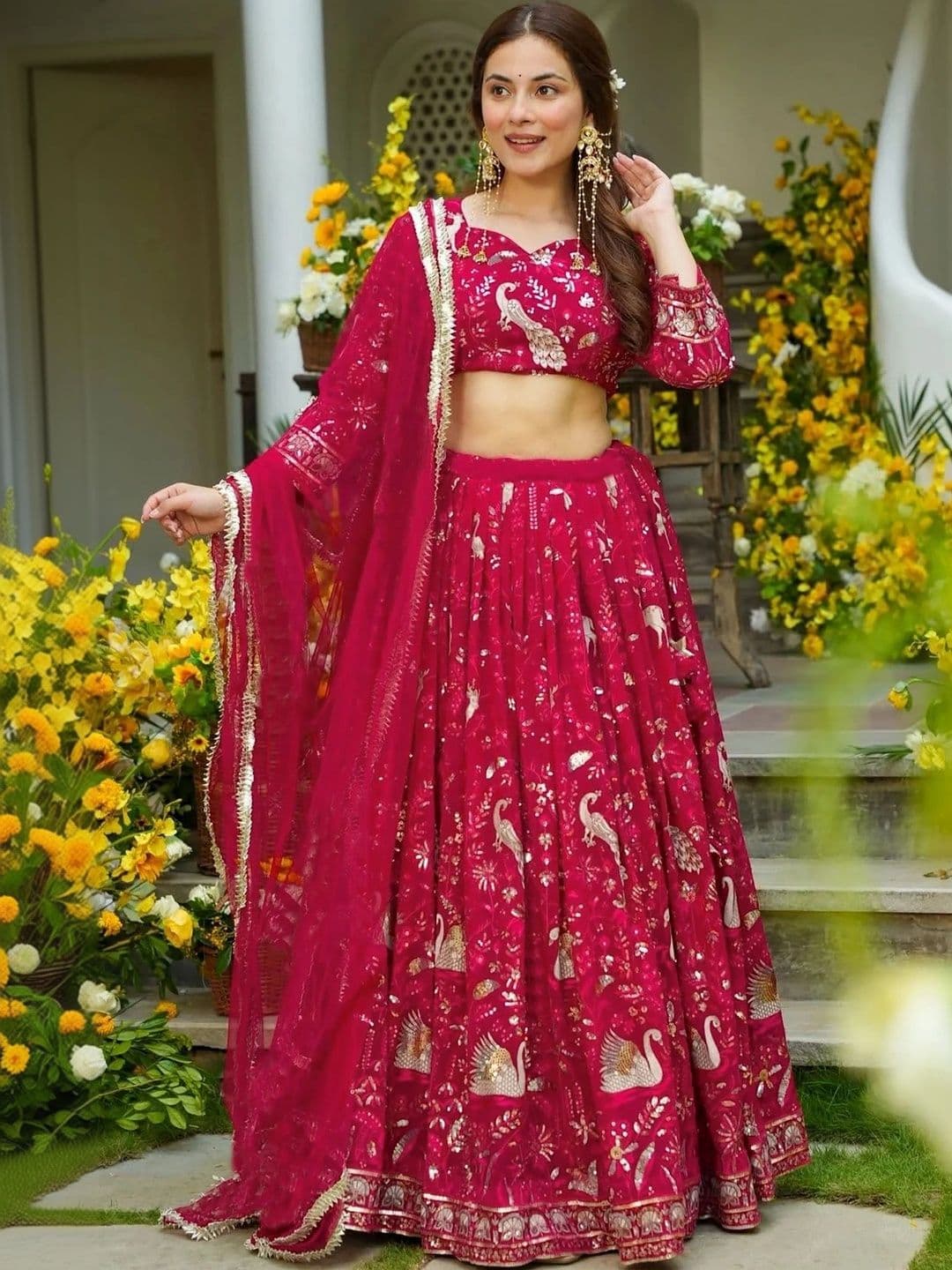 Moda Rapido Printed Foil Print Semi-Stitched Lehenga & Unstitched Blouse With Dupatta thumbnail 3