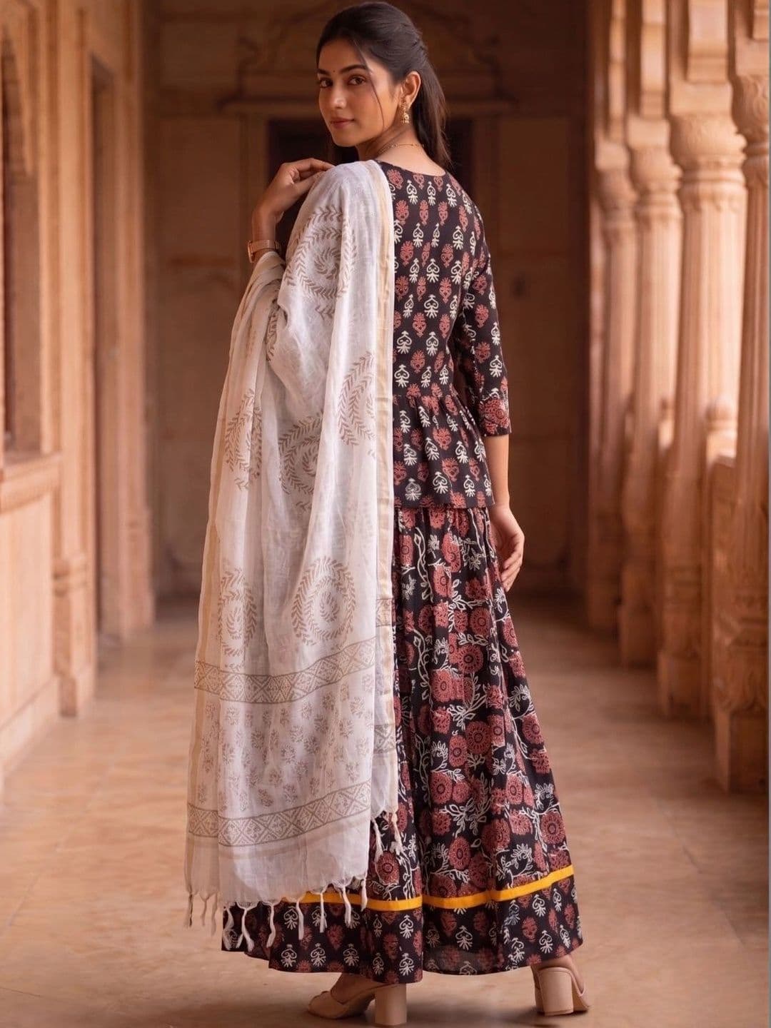 Avishya Printed Block Print Ready to Wear Lehenga & Blouse With Dupatta thumbnail 4