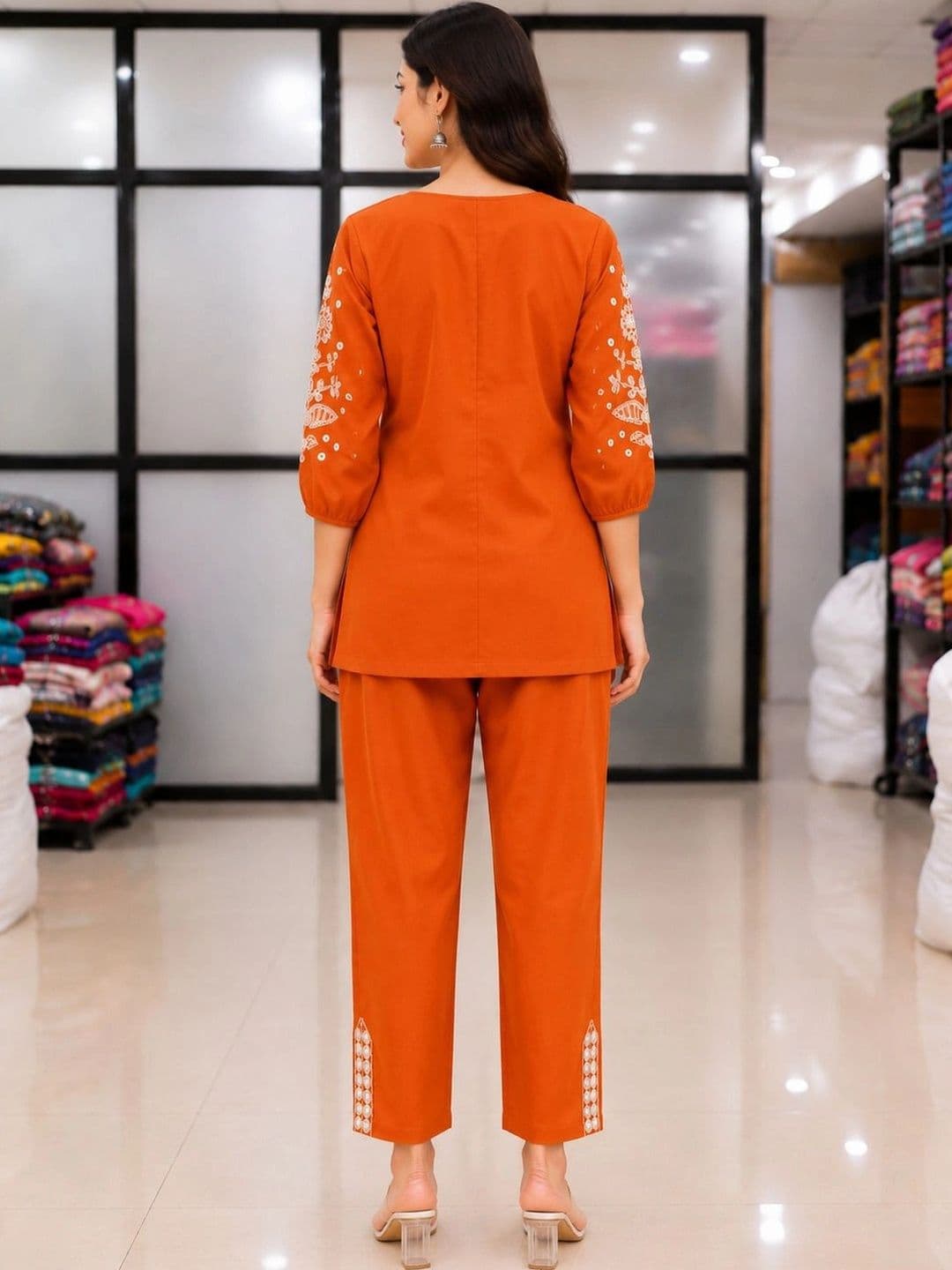 all about you Women Ethnic Motifs Embroidered Regular Thread Work Kurti with Trousers thumbnail 4