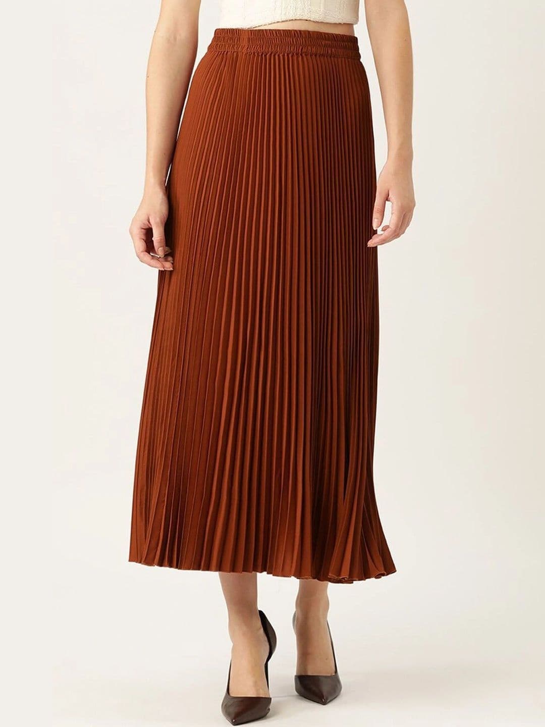 Chemistry Women Crepe Accordion Pleated Midi A-Line Skirt - view 1
