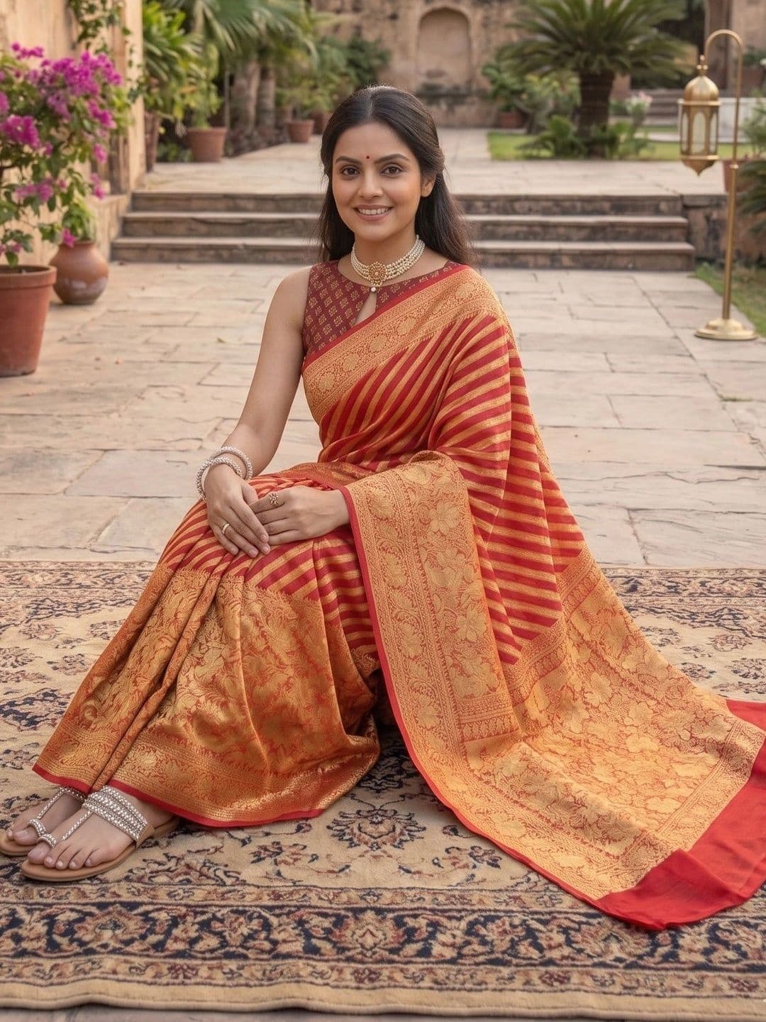 MITAL ENTERPRISE Striped Zari Art Silk Saree thumbnail 5