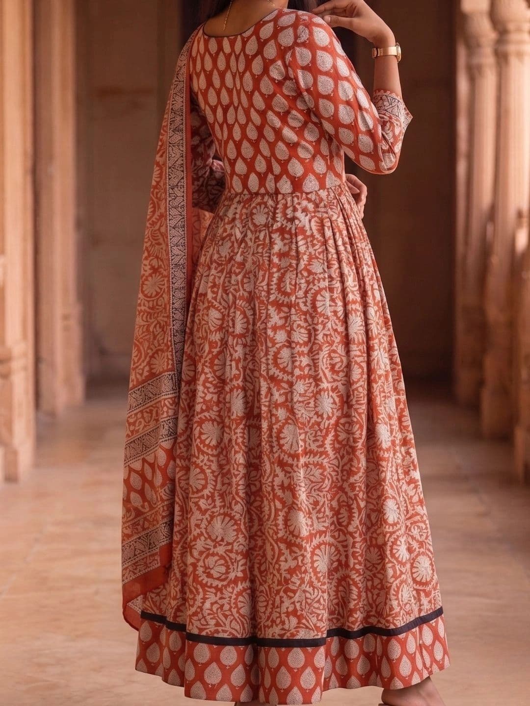 Avishya Printed Block Print Ready to Wear Lehenga & Blouse With Dupatta thumbnail 2