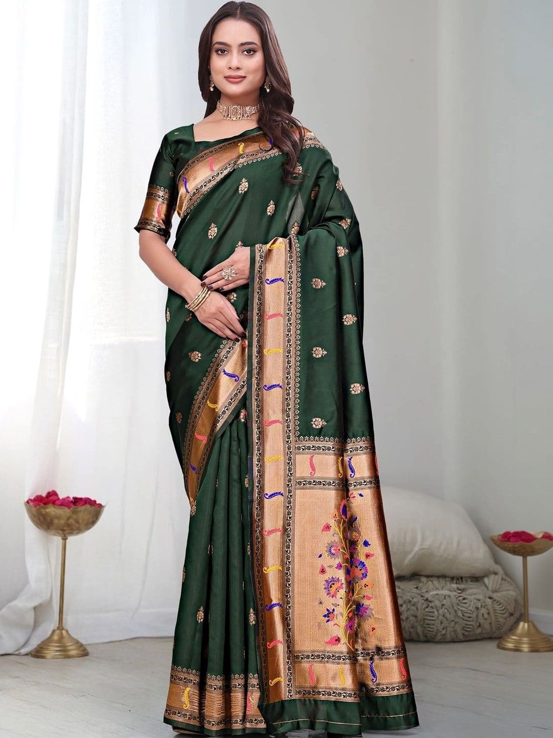 KALINI Woven Design Zari Silk Blend Saree - view 1