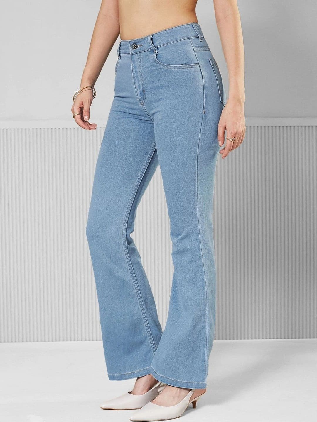 Mast & Harbour Women Bootcut High-Rise Heavy Fade Stretchable Jeans thumbnail 3