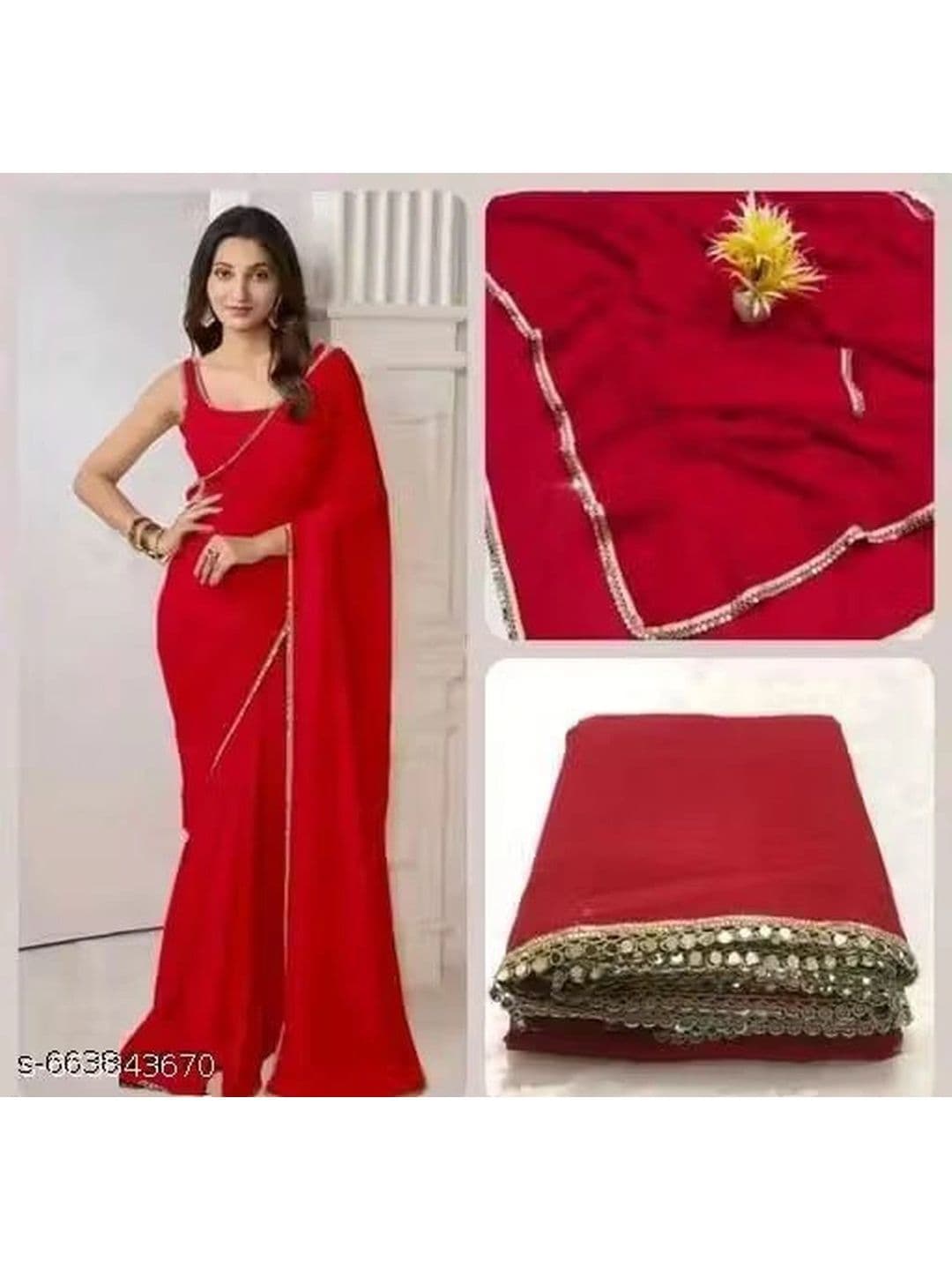 reeva fashion Mirror Work Saree thumbnail 4