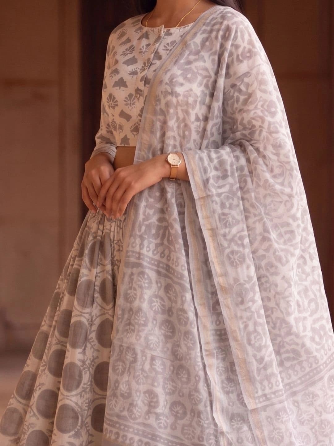 Avishya Printed Block Print Ready to Wear Lehenga & Blouse With Dupatta thumbnail 7