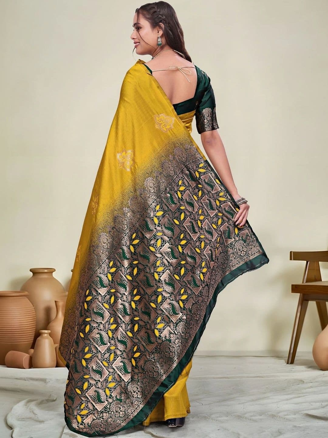 KALINI Woven Design Zari Silk Blend Saree thumbnail 4