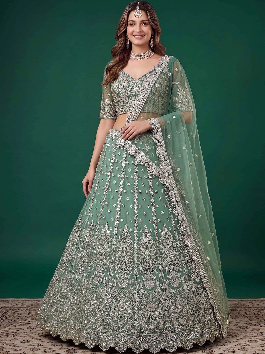 Zeel Clothing Embroidered Sequinned Semi-Stitched Lehenga & Unstitched Blouse With Dupatta - view 1