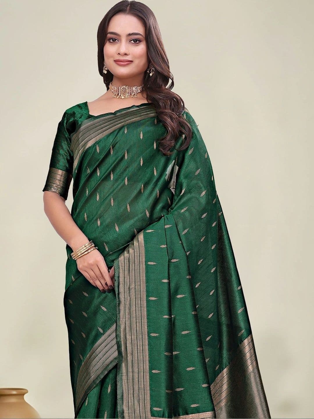 KALINI Woven Design Zari Silk Blend Saree thumbnail 2