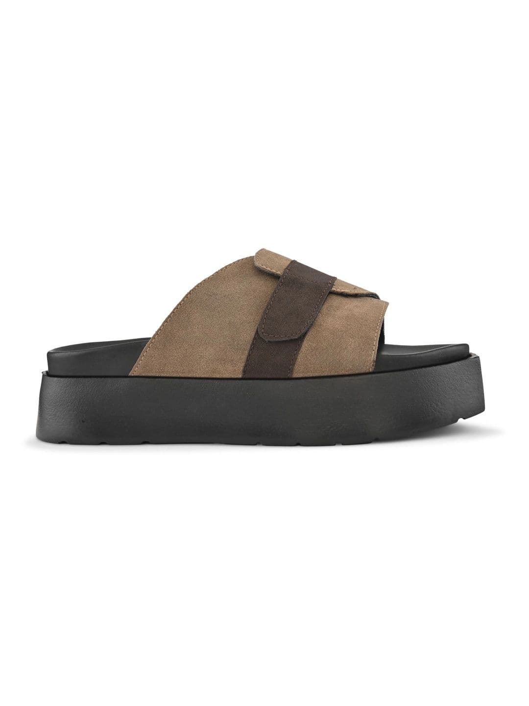 San Frissco Men Beige Suede Wide Strap Sandals with Cushioned Footbed & Chunky Sole thumbnail 7