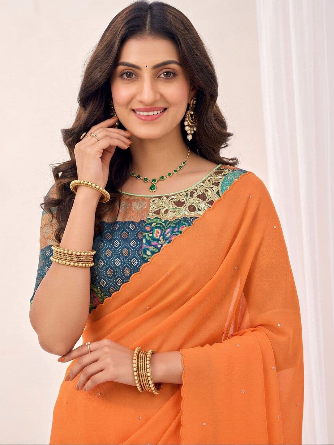 Anouk Floral Designer Saree thumbnail 4