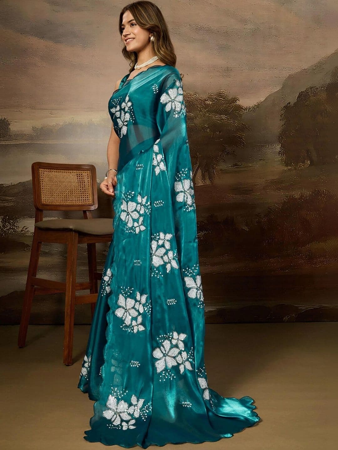 SZN Embellished Beads and Stones Art Silk Designer Saree thumbnail 2