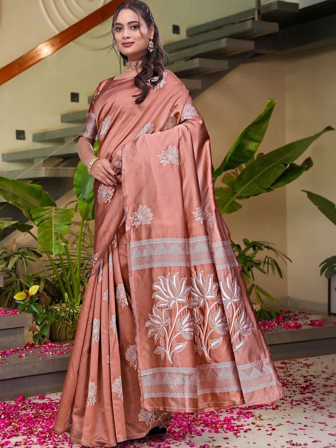KALINI Woven Design Embroidered Silk Blend Saree thumbnail 7