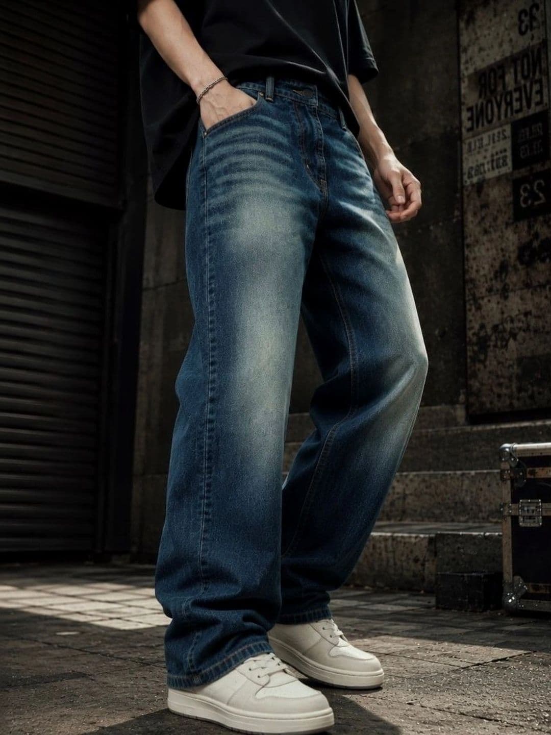 Bene Kleed Men Relaxed Fit Mid-Rise Low Distress Light Fade Jeans thumbnail 4