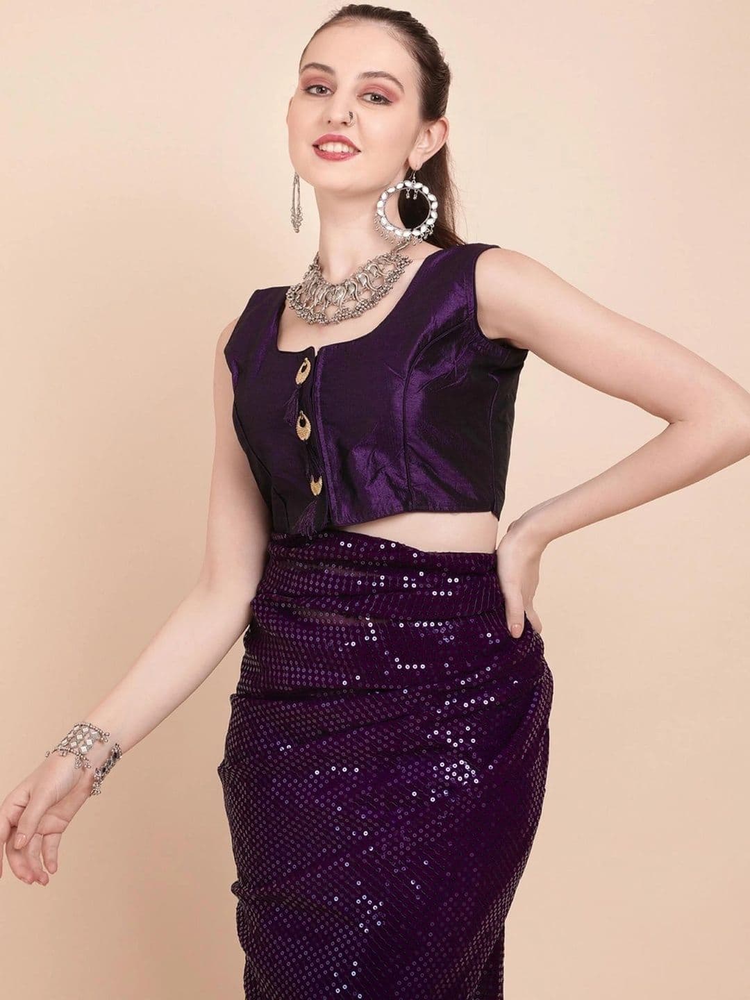 SZN Embellished Sequinned Pure Georgette Designer Saree thumbnail 2