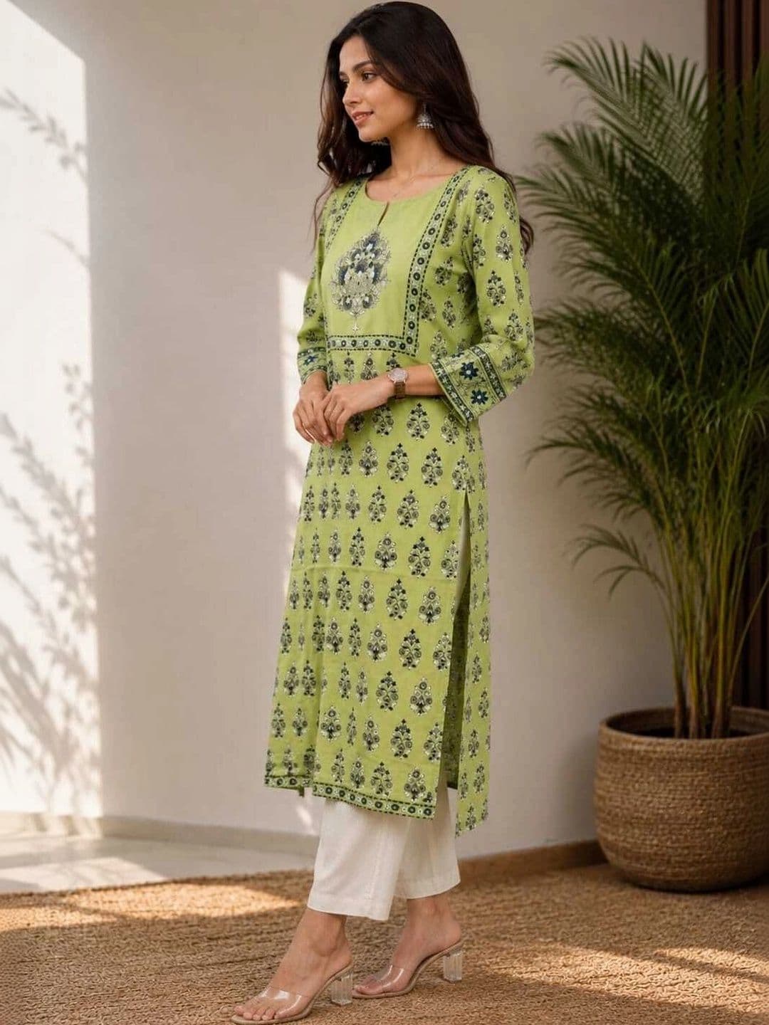FASHION INK Women Ethnic Motifs Printed Thread Work Indie Prints Kurta thumbnail 2