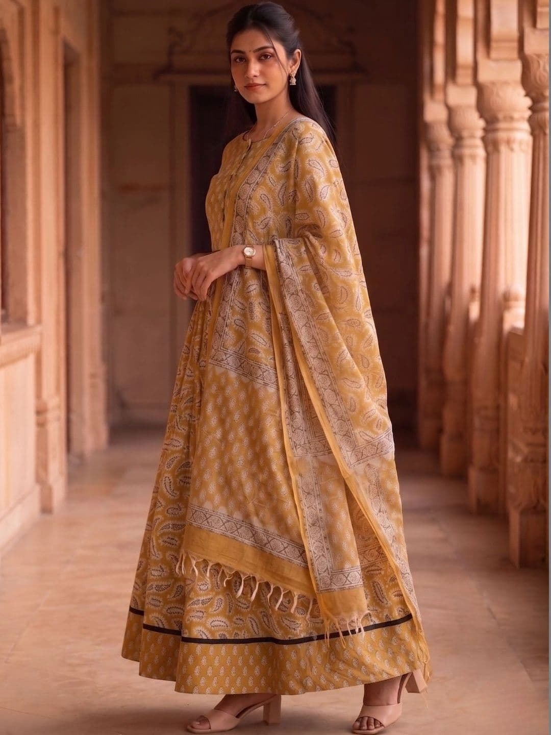 Avishya Printed Block Print Ready to Wear Lehenga & Blouse With Dupatta thumbnail 2
