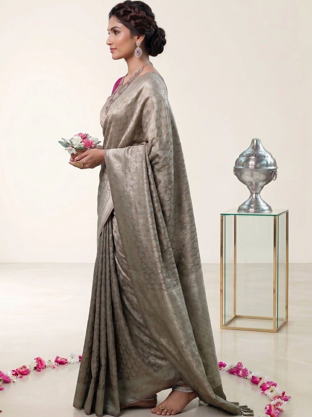 MITAL ENTERPRISE Woven Design Zari Art Silk Saree thumbnail 2
