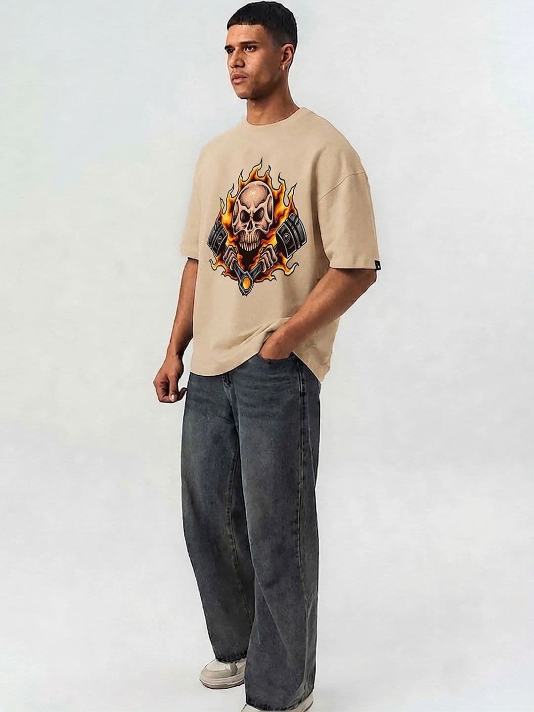 Mast & Harbour Men Printed Drop-Shoulder Sleeves T-shirt thumbnail 3