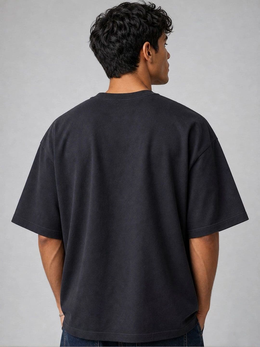 Suo Men Printed Drop-Shoulder Sleeves T-shirt thumbnail 4