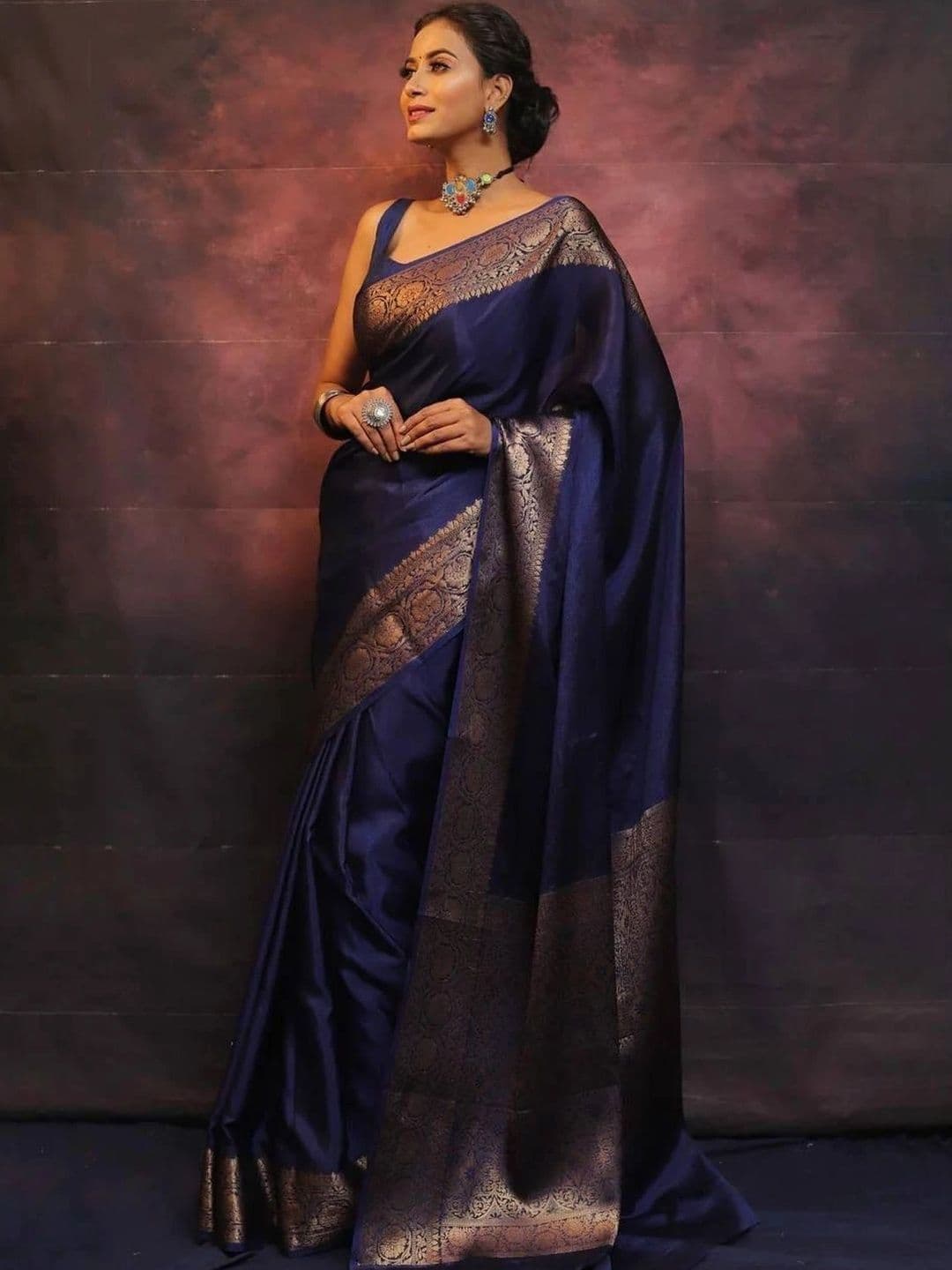 House Of Nazakat Woven Design Zari Art Silk Banarasi Saree thumbnail 4