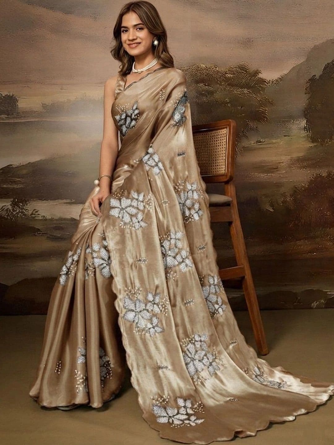 SZN Embellished Embroidered Art Silk Designer Saree thumbnail 6