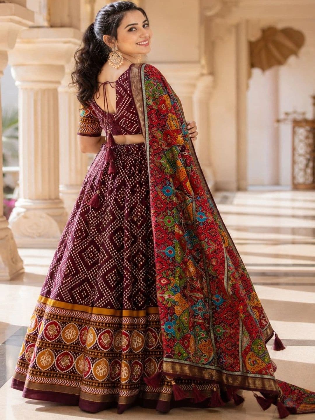House of Pataudi Printed Semi-Stitched Lehenga & Unstitched Blouse With Dupatta thumbnail 5