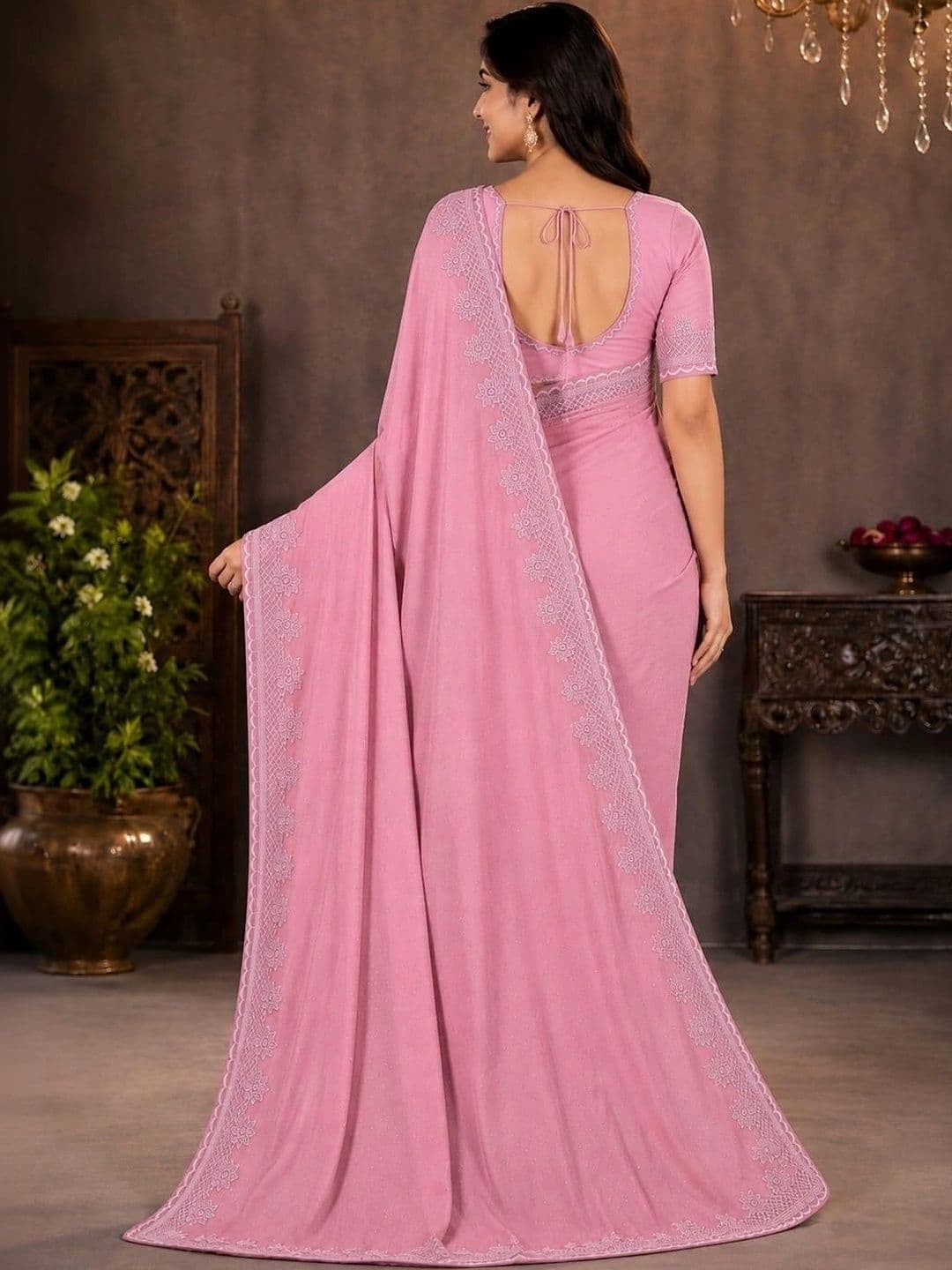 KALINI Floral Embroidered Silk Blend Bhagalpuri Saree thumbnail 5