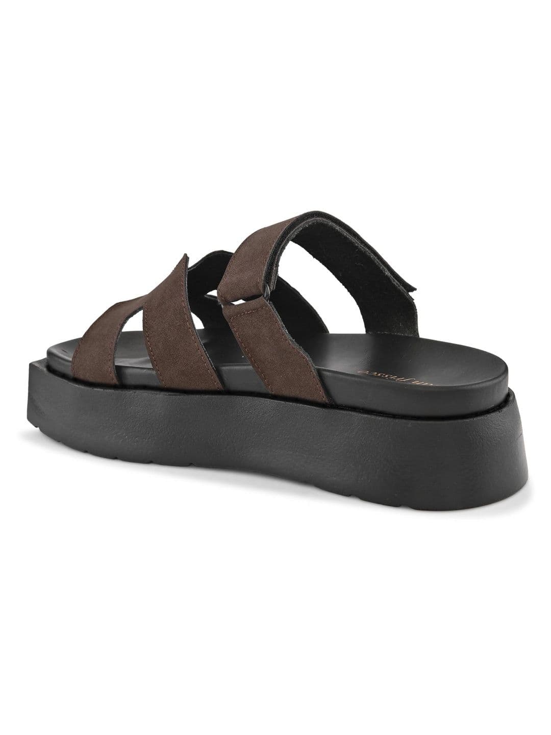 San Frissco Men Brown Casual Wide Strap Sandals with Cushioned Footbed and Chunky Sole thumbnail 4