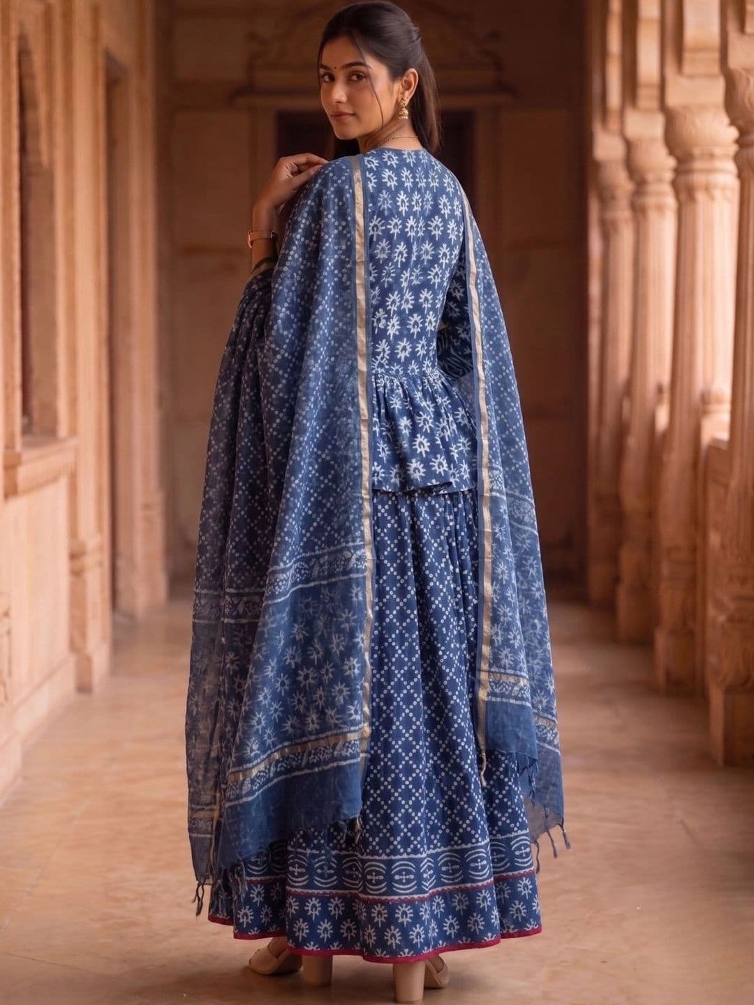 Avishya Printed Block Print Ready to Wear Lehenga & Blouse With Dupatta thumbnail 4
