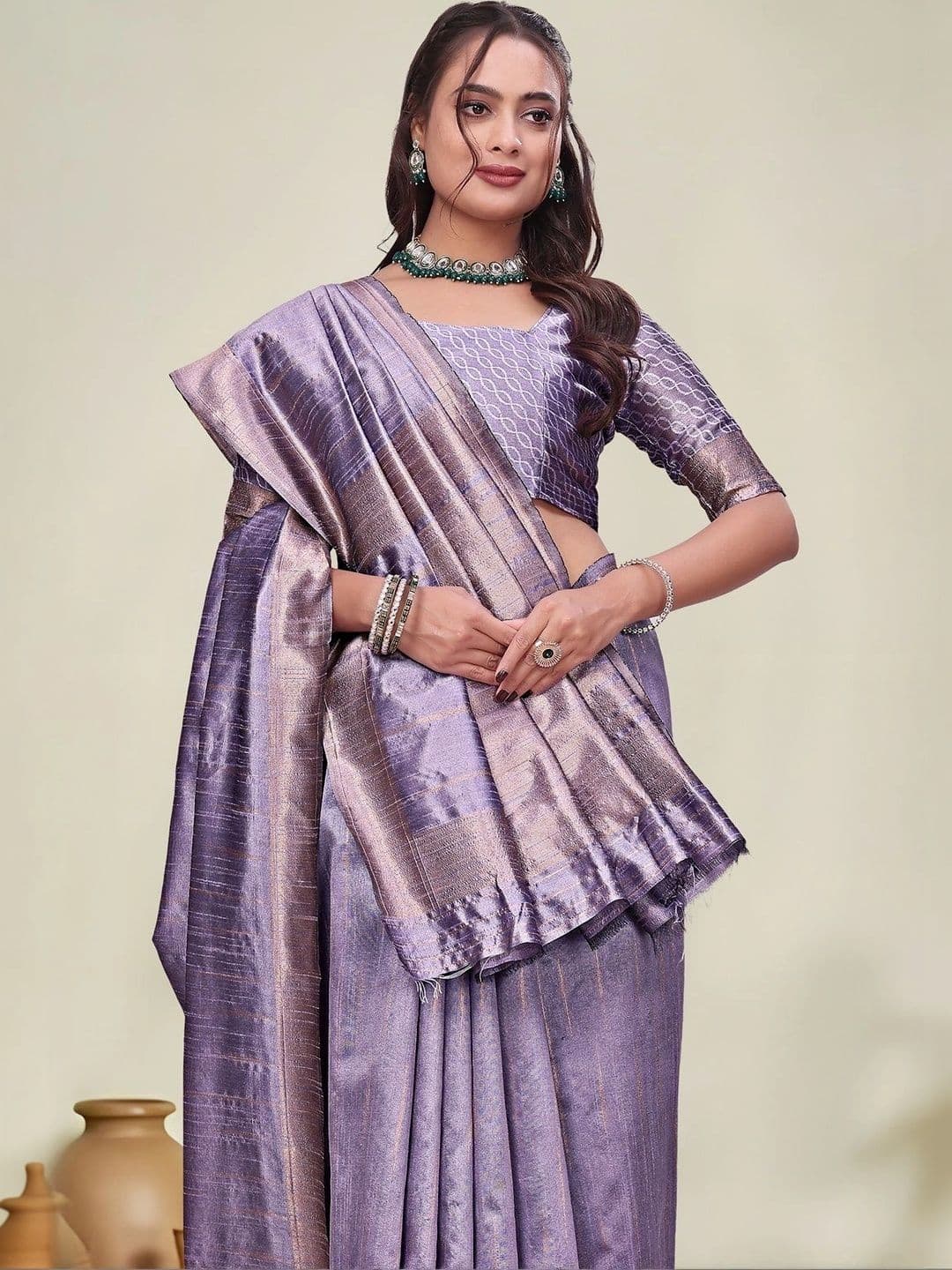 KALINI Woven Design Zari Silk Blend Saree thumbnail 5