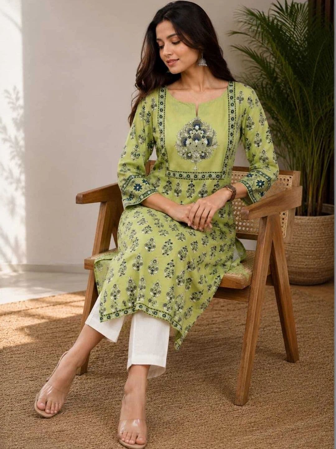 FASHION INK Women Ethnic Motifs Printed Thread Work Indie Prints Kurta - view 1