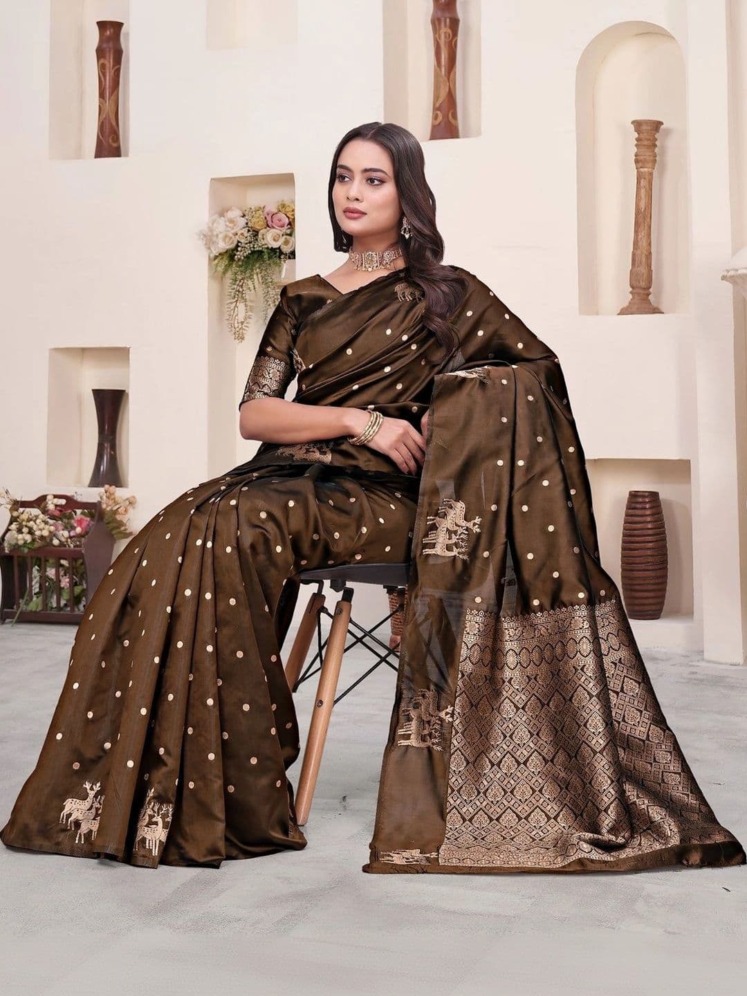 KALINI Woven Design Zari Silk Blend Saree thumbnail 2