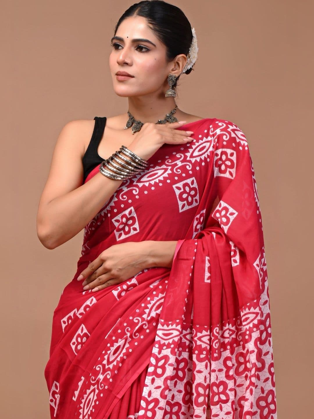 Anouk Ethnic Motifs Pure Cotton Block Print Saree thumbnail 2
