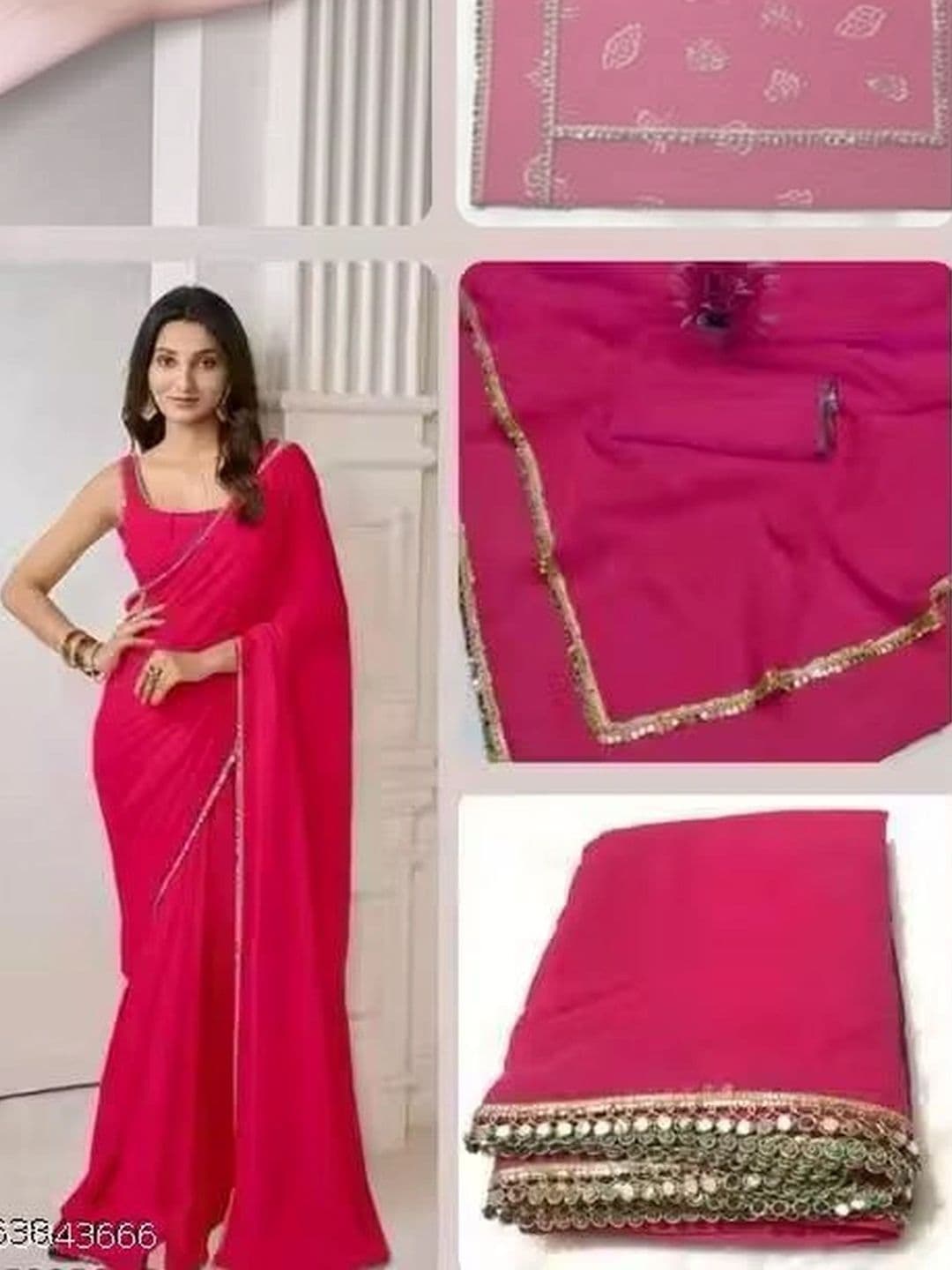 reeva fashion Mirror Work Saree thumbnail 4