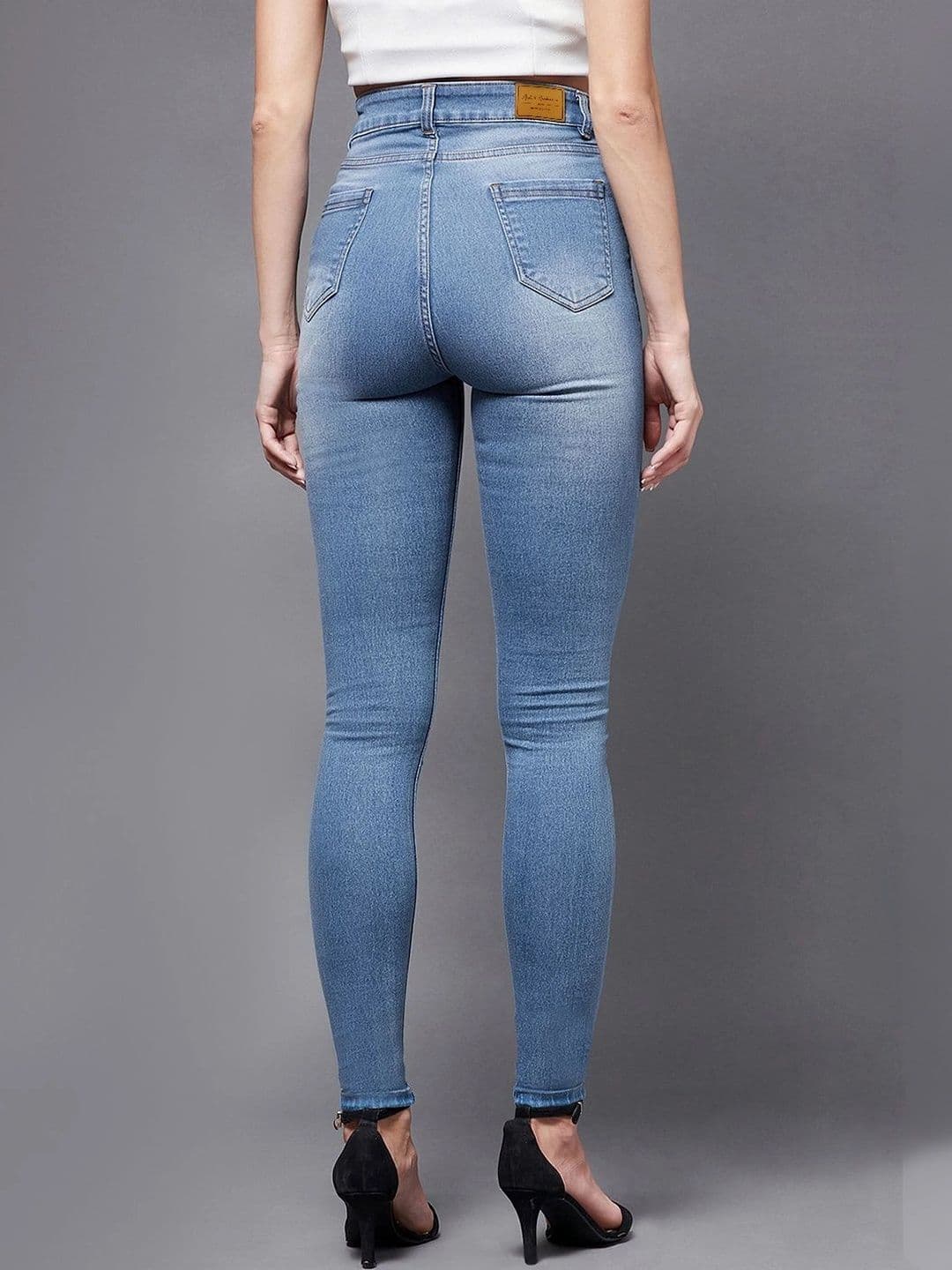 Mast & Harbour Women Skinny Fit High-Rise Mildly Distressed Light Fade Stretchable Jeans thumbnail 2
