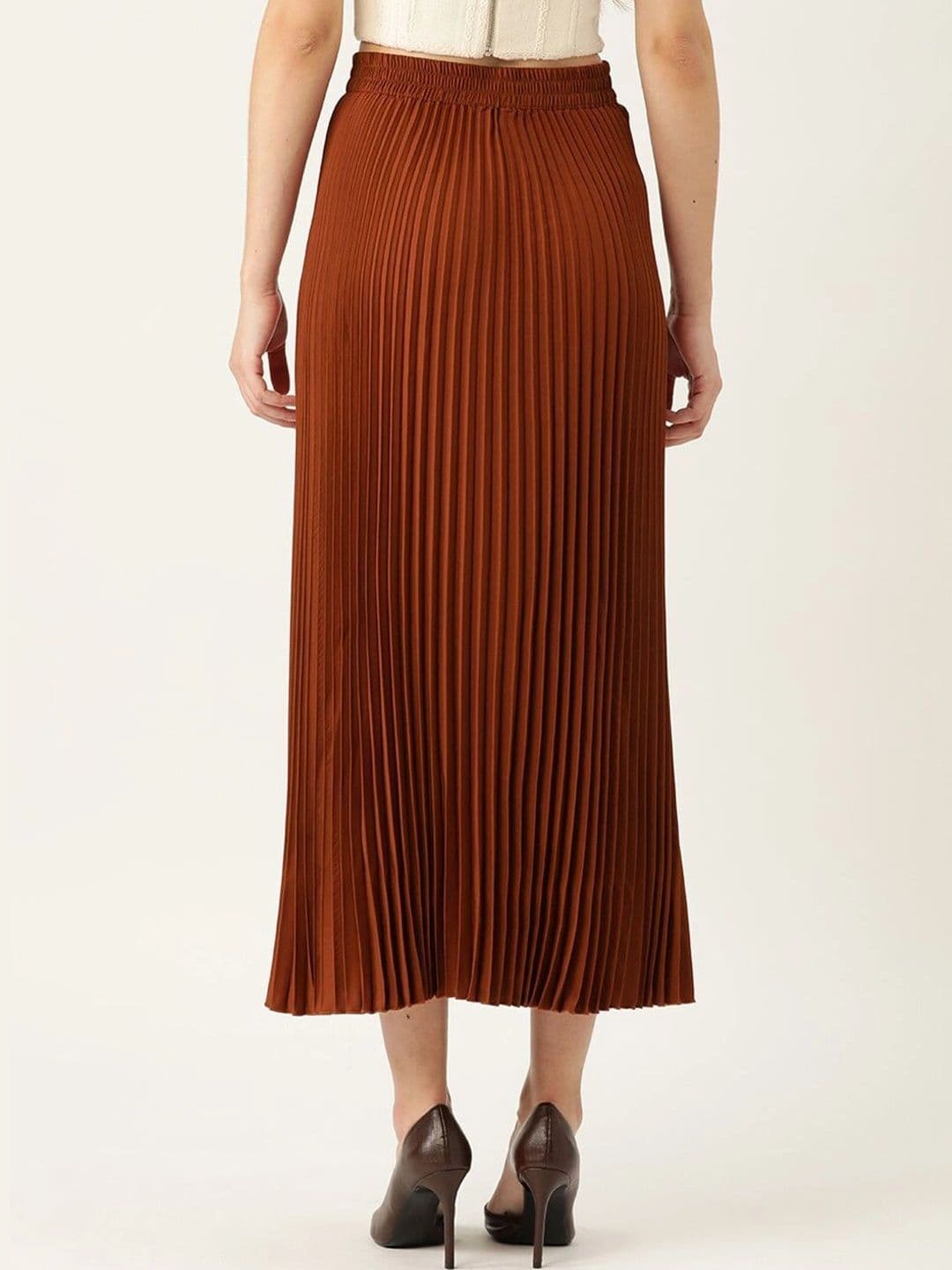 Chemistry Women Crepe Accordion Pleated Midi A-Line Skirt thumbnail 4