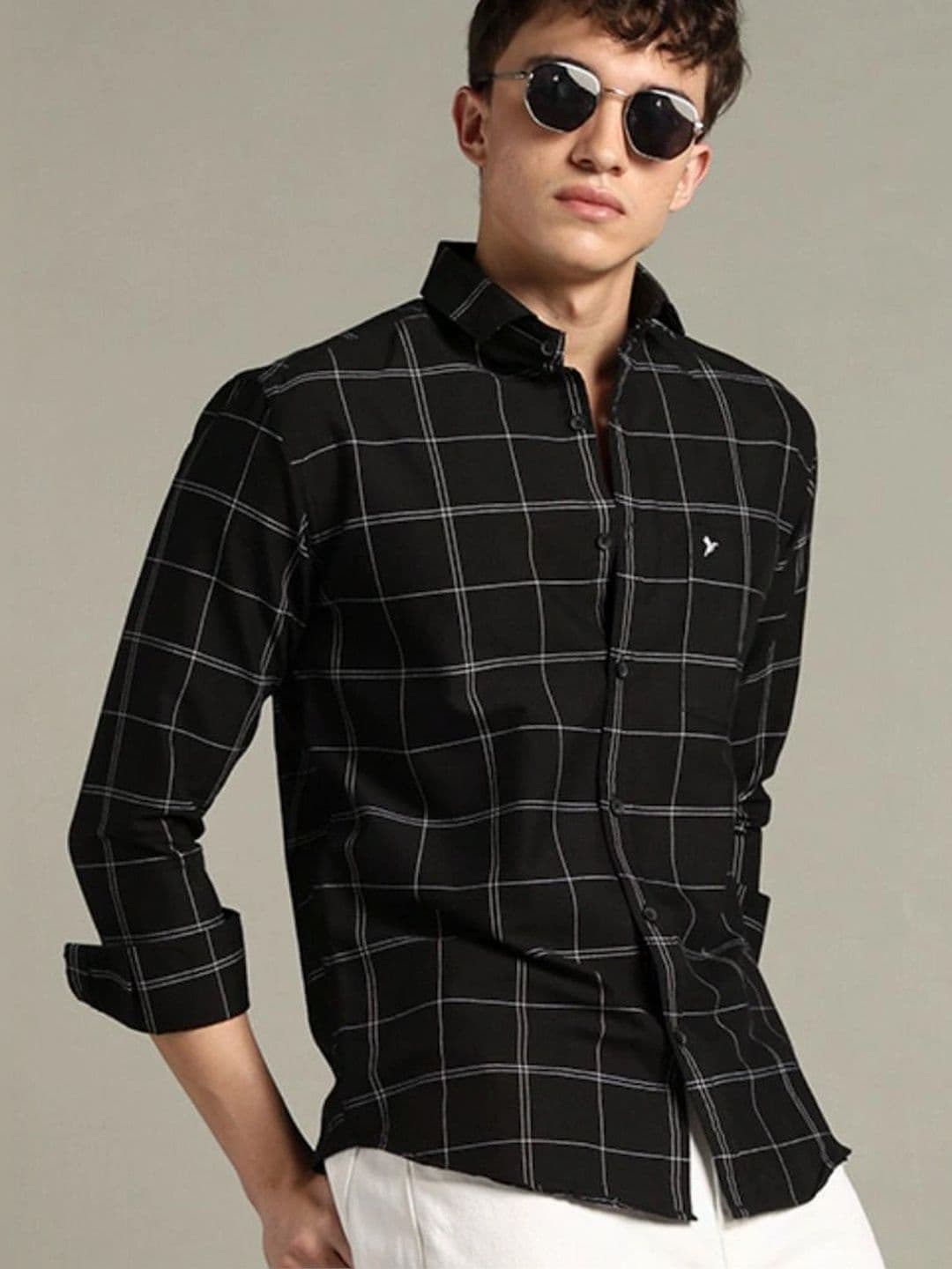 BLUEISLAND Men Comfort Windowpane Checks Checked Casual Shirt thumbnail 2